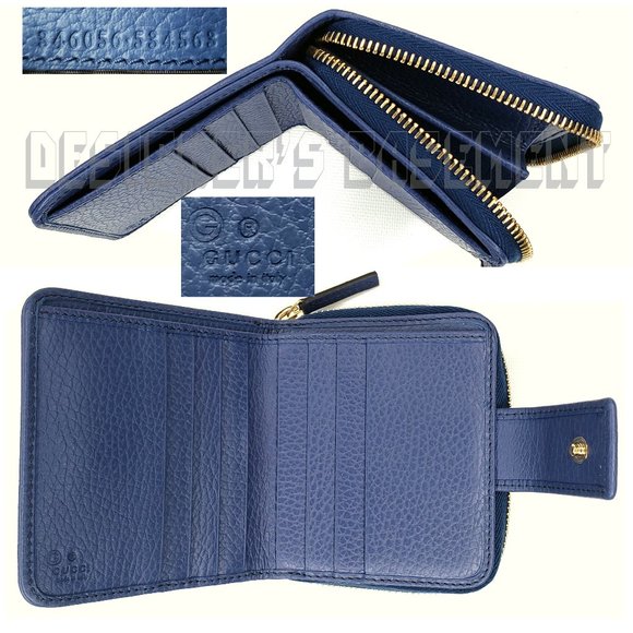 GUCCI Zip Snap Original GG blue trim French Wallet - Picture 4 of 6